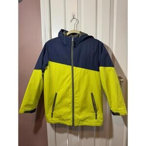Lands End Coat Boys Size Medium 10-12 Navy Blue And Yellow